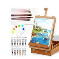 Без бренда «Набор подарочный «Две картинки» 27 предметов: этюдник 35 см из бука, краски акрил 12x12 мл, 2 холста 22x30 на мдф, 10 кистей, мастихин, палитра» в Саратове в интернет-магазине Без бренда «Набор подарочный «Две картинки» 27 предметов: этюдник 35 см из бука, краски акрил 12x12 мл, 2 холста 22x30 на мдф, 10 кистей, мастихин, палитра» в Саратове