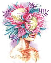 Без бренда «Портрет девушка с оригинальными цветами на голове» в Саратове