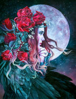 Без бренда «Девушка с розами в волосах на фоне луны» в Саратове в интернет-магазине Без бренда «Девушка с розами в волосах на фоне луны» в Саратове