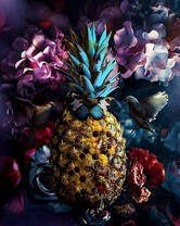 Ананас, птичка и цветы