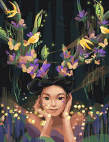 Без бренда «Темноглазая девчонка с цветами и птицами в волосах» в Саратове в интернет-магазине  Без бренда «Темноглазая девчонка с цветами и птицами в волосах» в Саратове