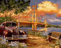 Без бренда «Американский автомобиль на фоне моста через залив» в Саратове