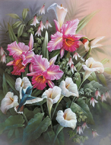 Маленькие птички и красивых цветов