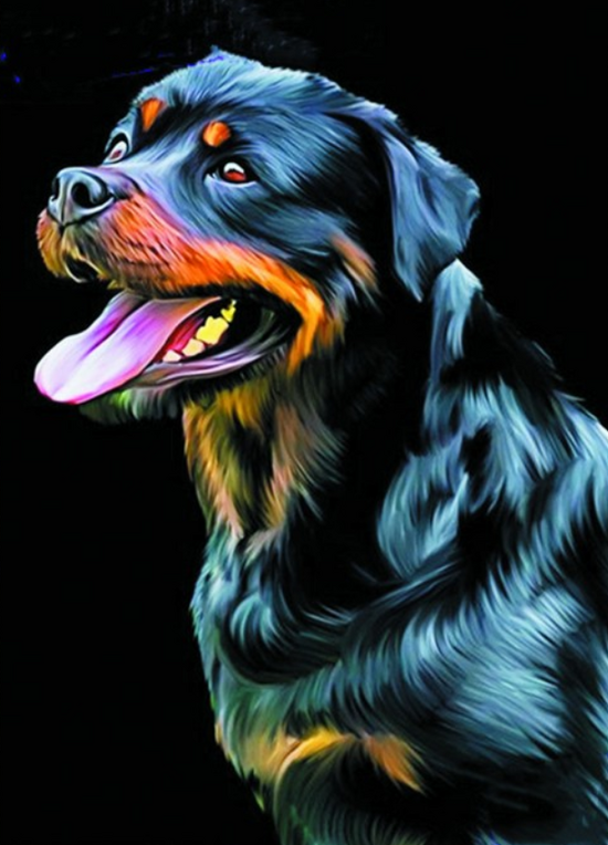 Алмазная мозаика 30x40 Черный довольный пёс