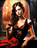 Без бренда «Обворожительная брюнетка с бокалом красного вина» в Саратове