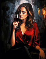 Без бренда «Девушка в красном платье с бокалом вина» в Саратове