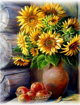 Без бренда «Кувшин с подсолнухами и корзинка с яблоками» в Саратове